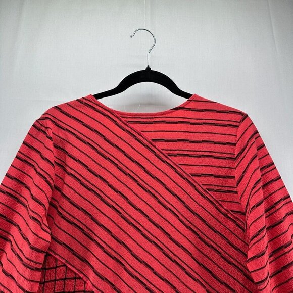 Habitat Top Womens Sz S Striped Patchwork Tunic 3/4 Sleeve Rayon Blend Red - Picture 5 of 11
